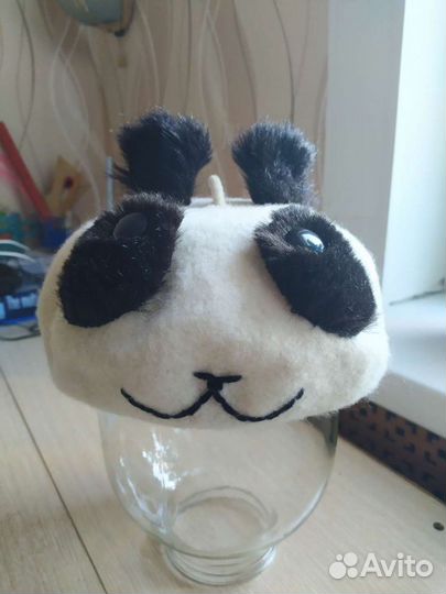 Шерстяной белый берет шапка панда