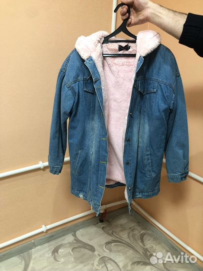 Джинсовая куртка с мехом женская 46 48