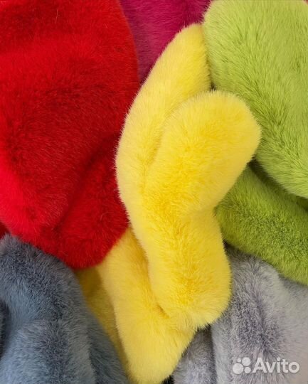 Варежки из меха разные цвета