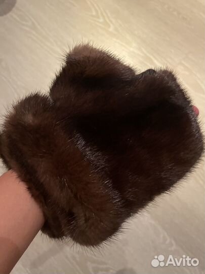 Митенки новые норка и кожа