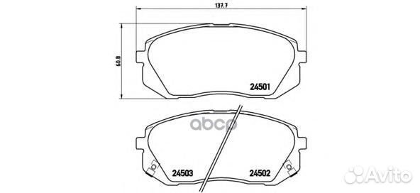 Колодки тормозные дисковые перед P30039 Brembo