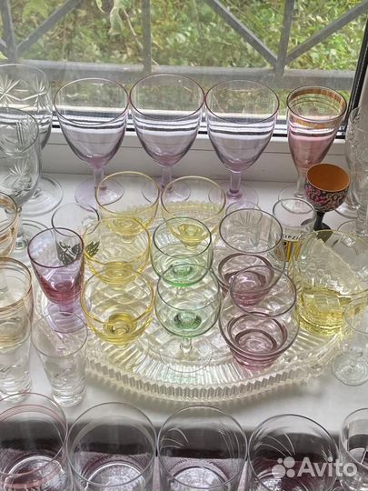 Рюмки,фужеры, бокалы хрусталь, цветное стекло СССР