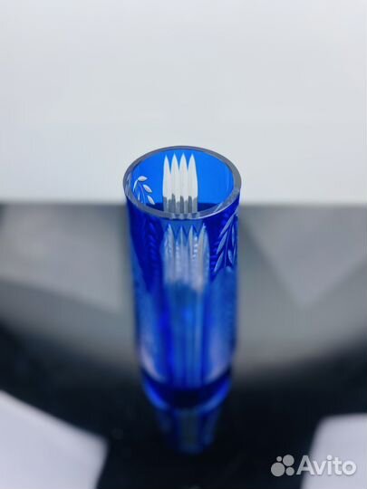 Ваза Колосья кобальтовое стекло