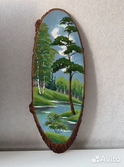 Картина на срезе дерева