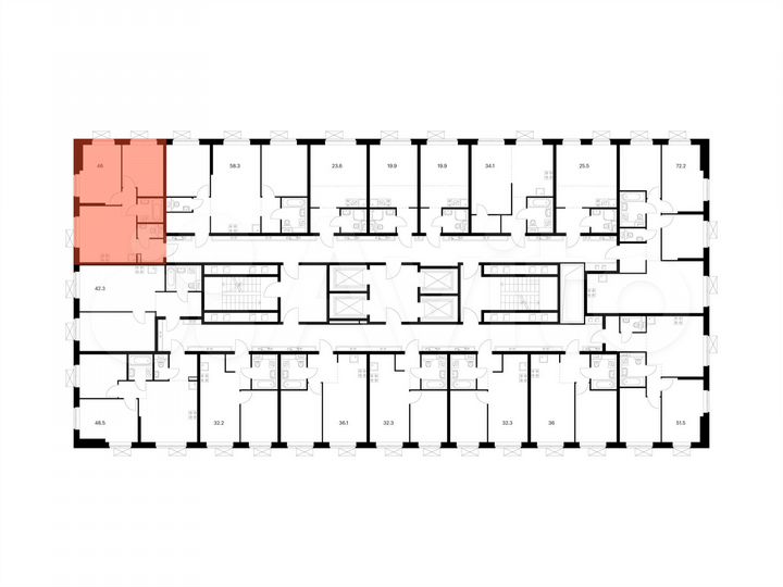 2-к. квартира, 46 м², 30/33 эт.