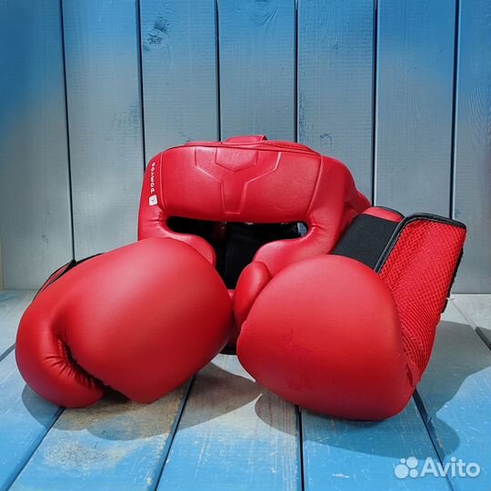 Перчатки боксерские 10 oz Декатлон + шлем