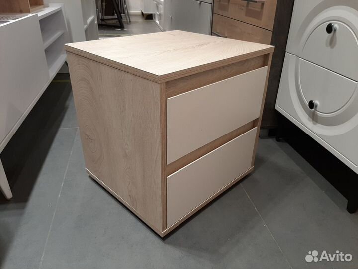 Тумба прикроватная 2 ящика дуб/миндаль