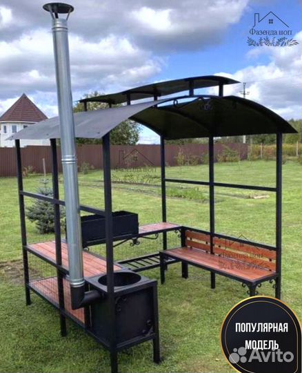 Мангал лофт с крышей