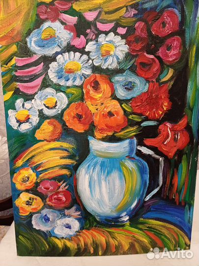 Цветы,картина маслом на холсте,30х40