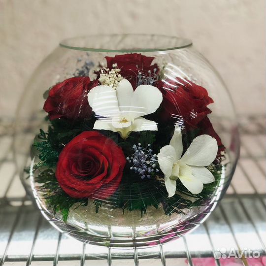 Натуральные цветы в стекле (в вакууме)