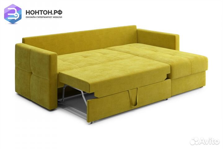 Диван угловой дельфин Вита горчичный