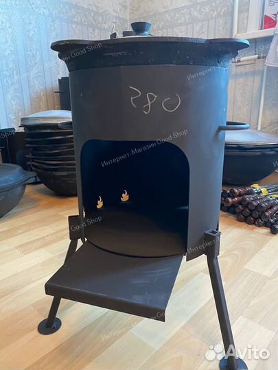 Казан чугунный с печкой
