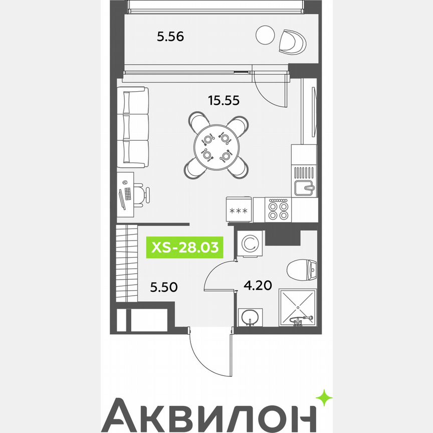 Квартира-студия, 28 м², 8/12 эт.