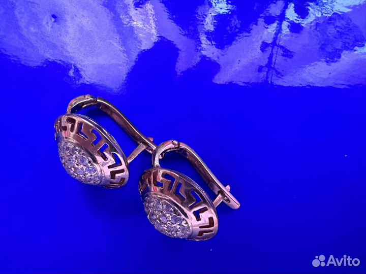 Золотые серьги + кольцо 585 Versace