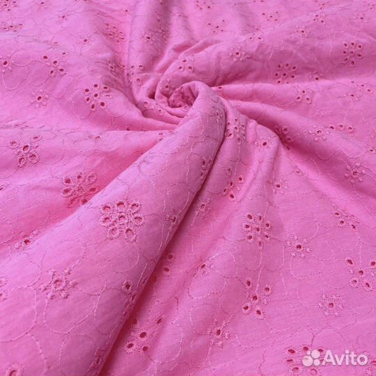Ткань шитье хлопок кружево фуксия