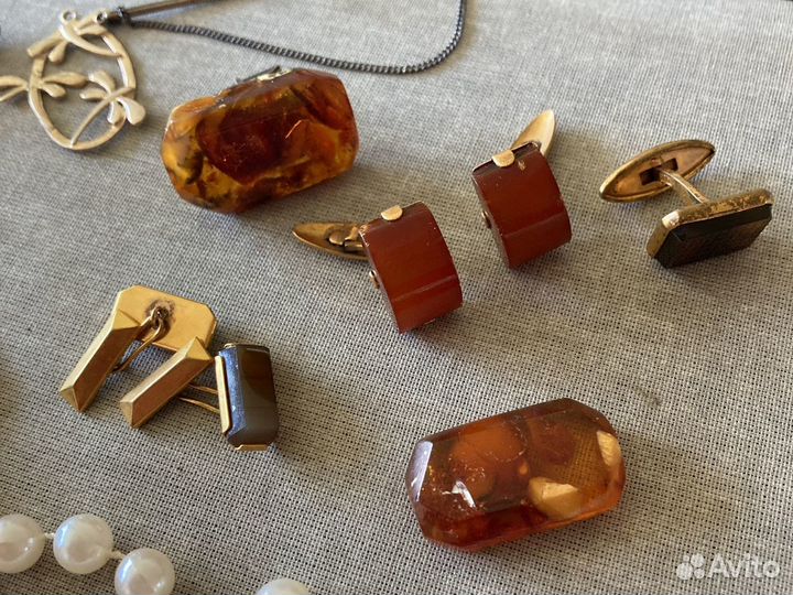 Запонки, янтарь СССР