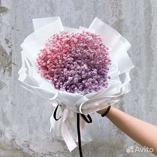 Букеты из Цветной Гипсофилы на Праздник. Доставка