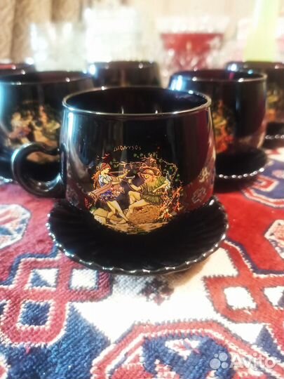 Чайный-кофейный сервиз чёрное стекло