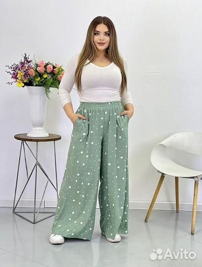 Трендовые класс-шоп модерн брюки Палаццо Хлопок р5