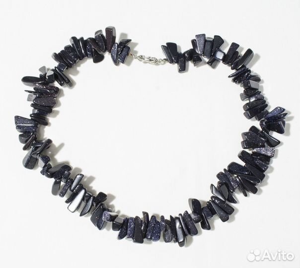 Бусы авантюрин, синий, длина 42 см