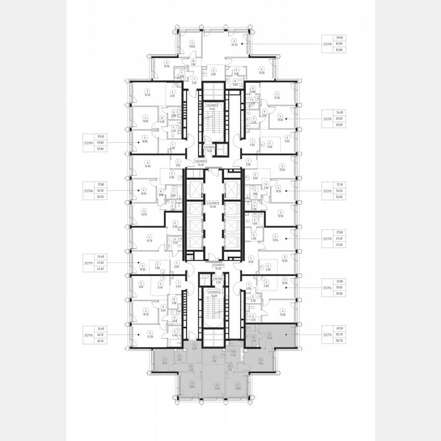 5-к. квартира, 102,1 м², 52/59 эт.