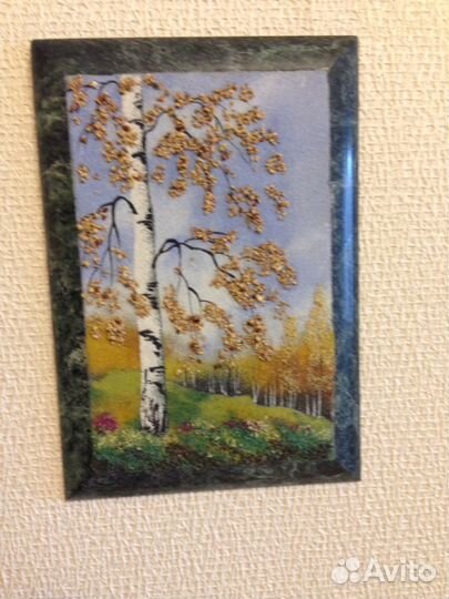 Картина из нат камня малахит