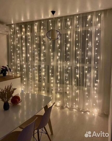 Гирлянда-штора (наличие цвета и размеры внутри)