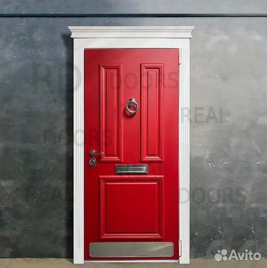 Красная уличная железная дверь для дома и дачи