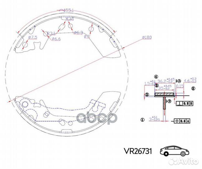 Колодки задние для а/м hyundai accent tagaz