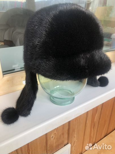 Шапка ушанка норковая женская размер 56-57-58
