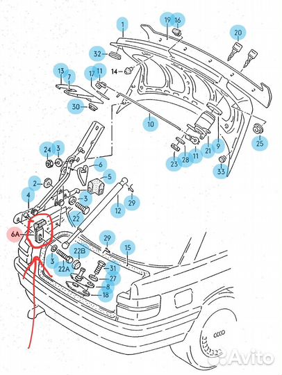 Упор крышки багажника audi 80 b3 b4 87-94г