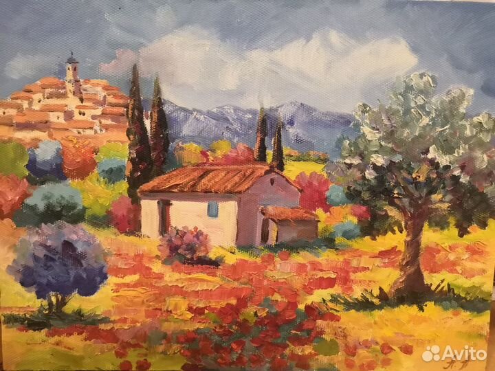 Картина масло прованс, глициния, Симеиз