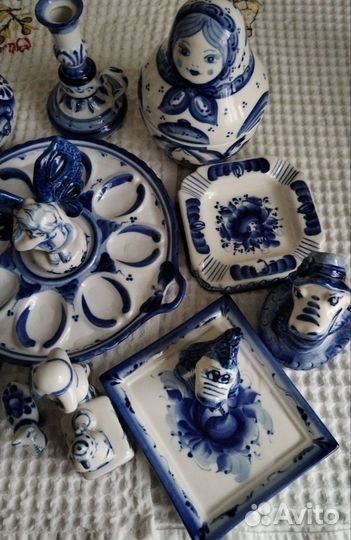 Пасхальный набор посуды новые гжель