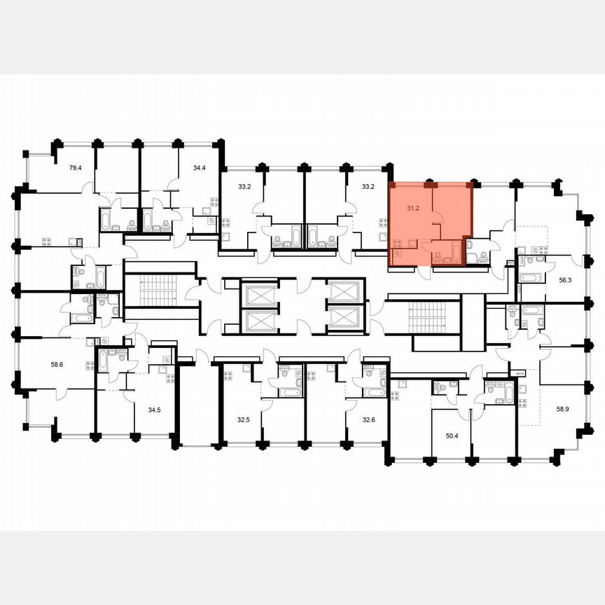 1-к. квартира, 31,2 м², 28/32 эт.