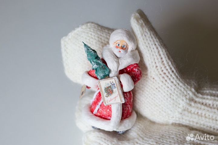 Ёлочная игрушка из ваты Дед Мороз