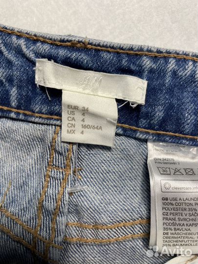 H&M Шорты джинс на болтах голубые EUR 34 XS