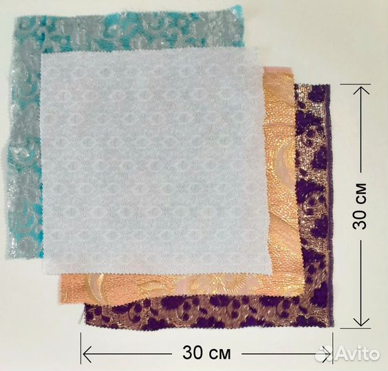 16 лоскутов 30х30 см для рукоделия, пэчворка