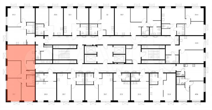 3-к. квартира, 71,7 м², 22/25 эт.