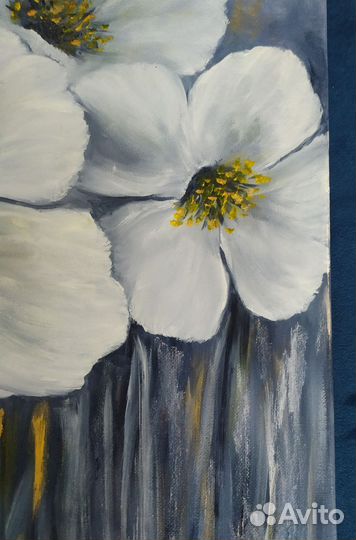 Картина маслом на холсте цветы ручная работа