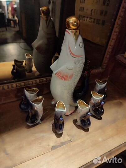 Графин и рюмки рыбки СССР