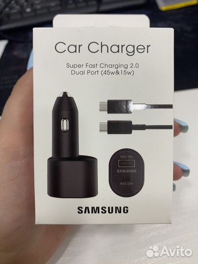 З/у в авто Samsung 45W + Кабель Type C - Type C