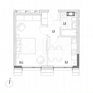 1-к. апартаменты, 32,5 м², 4/7 эт.