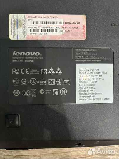 Ноутбук lenovo ideapad z560