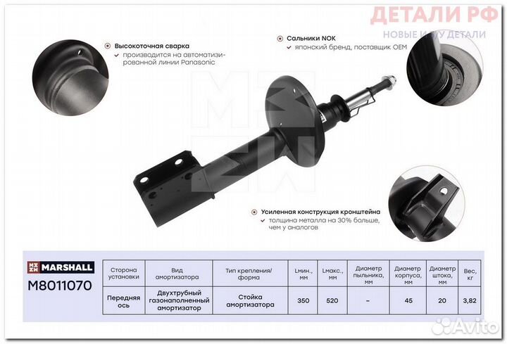 Амортизатор газ. передн. LADA Largus 12, Nissan Al