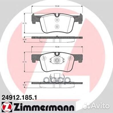 24912.185.1 колодки дисковые перед 156x62x18