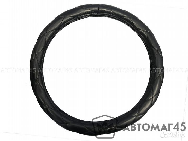 Оплетка руля кожа черная ромб экокожа 