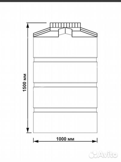 Пластиковая ёмкость вертикальная 1000л / 1м3