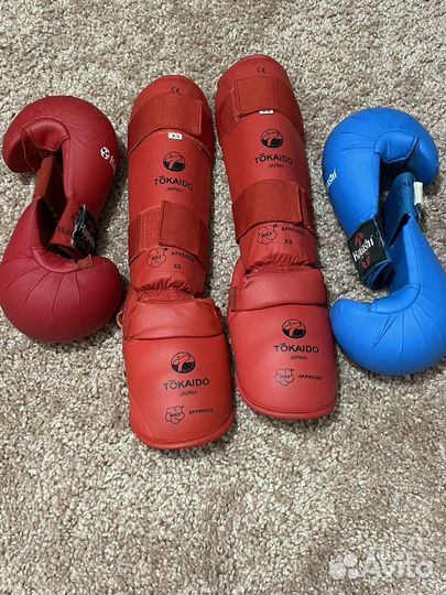 Защита для голени, футы и перчатки