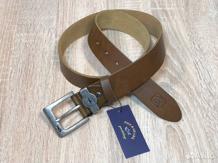 Ремень Paul&Shark yachting мужской кожаный. Коричн