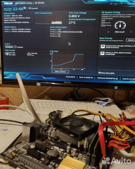 Комплект asus h110m-r + qnct + кулер